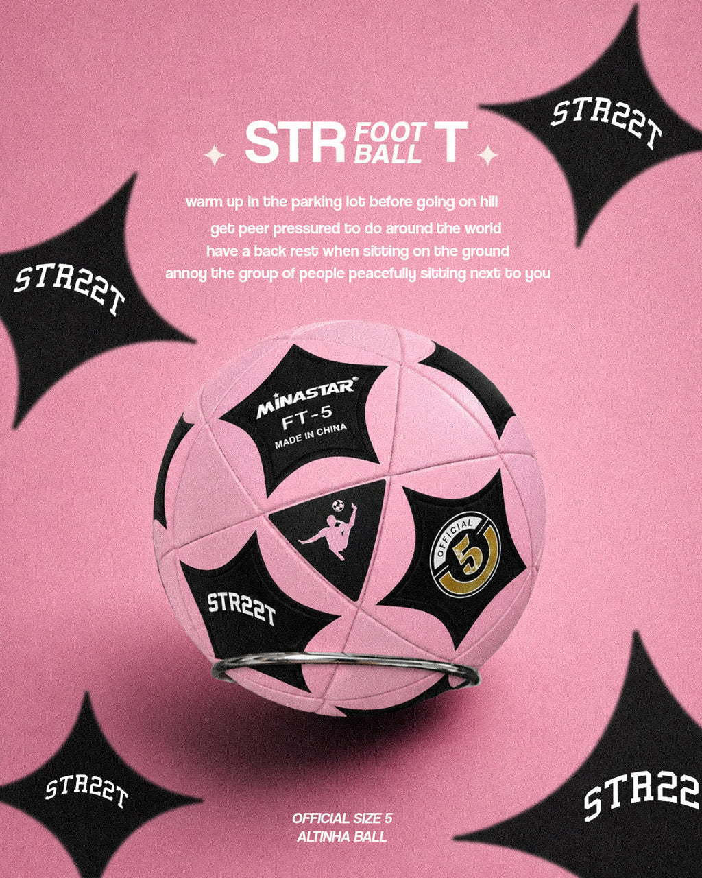 *preorder* MS Football, Baby Pink & Black Stars
