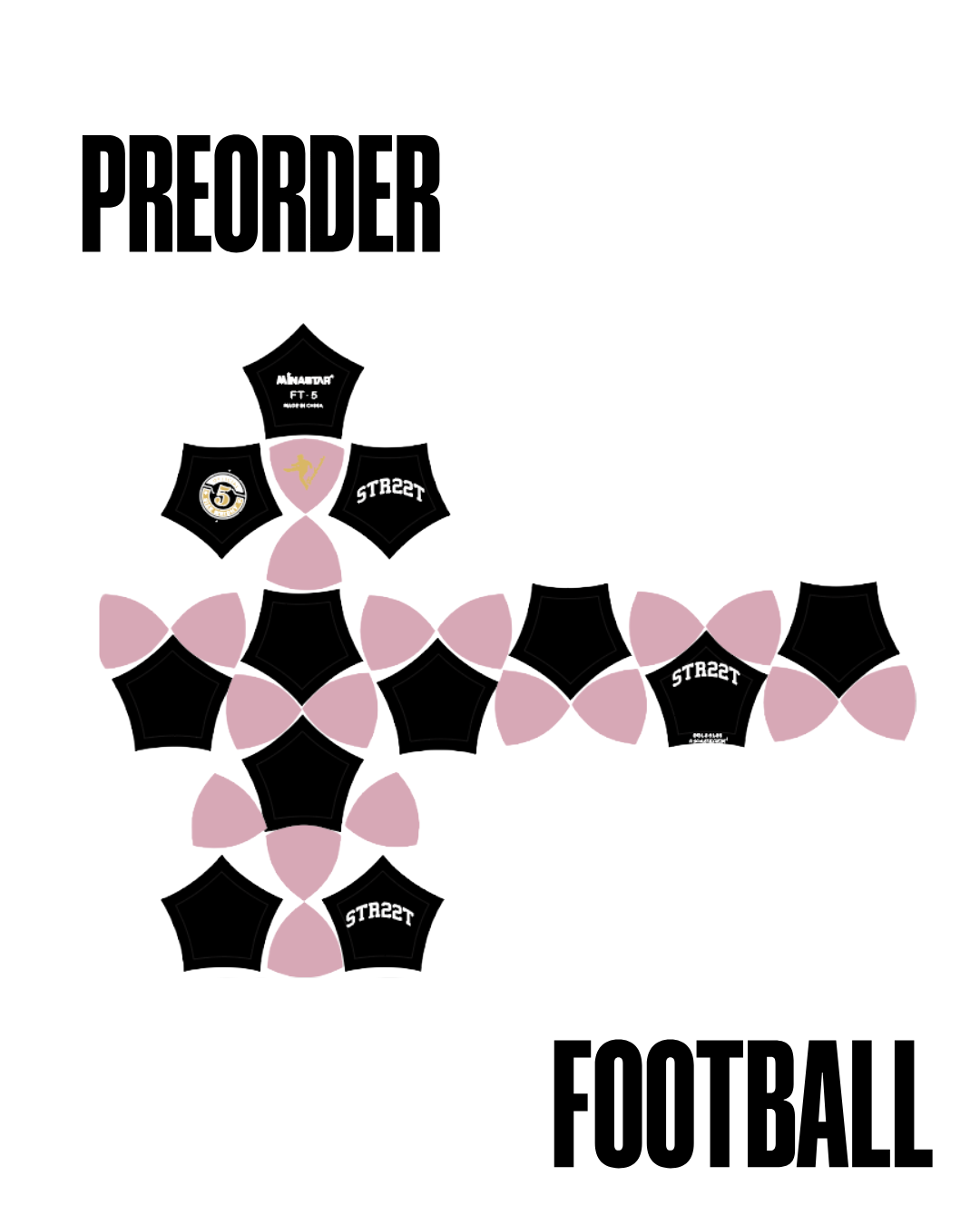 *preorder* MS Football, Baby Pink & Black Stars